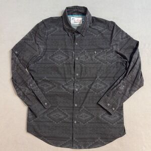 Chubbies Mens Large Gray Aztec Print Long Sleeve Button Up Shirt Performance